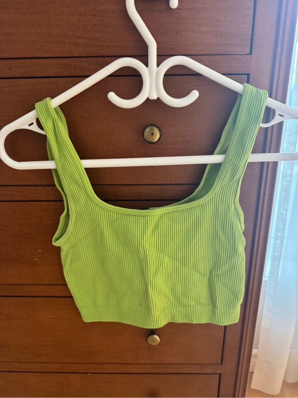 Women’s Zara Green Ribbed Crop Tank Top
